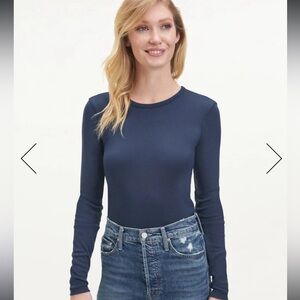 Splendid Classic Long Sleeve Tee, Navy, XS